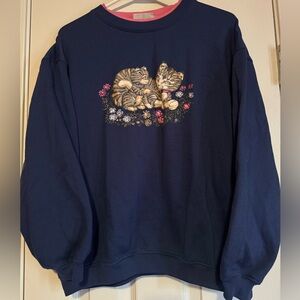 😽Basic editions vintage🐱cat sweatshirt size small 🐈 cat lovers special! ❤️